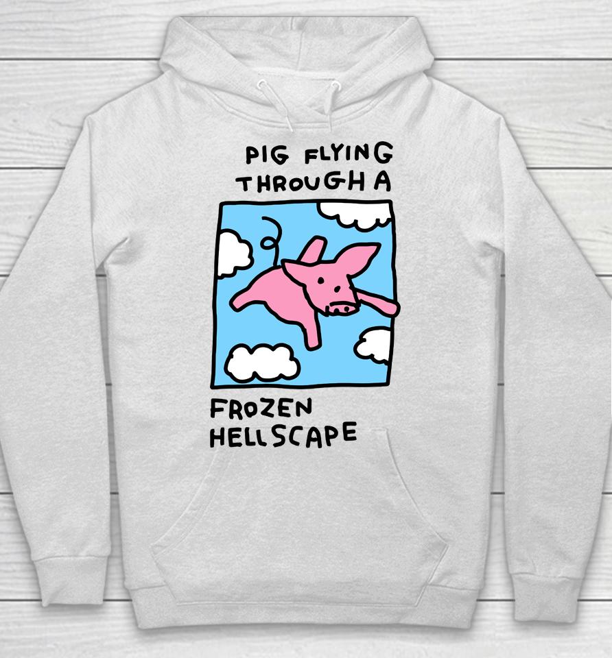 When Pigs Fly Pig Flying Through A Frozen Hell Scape Hoodie