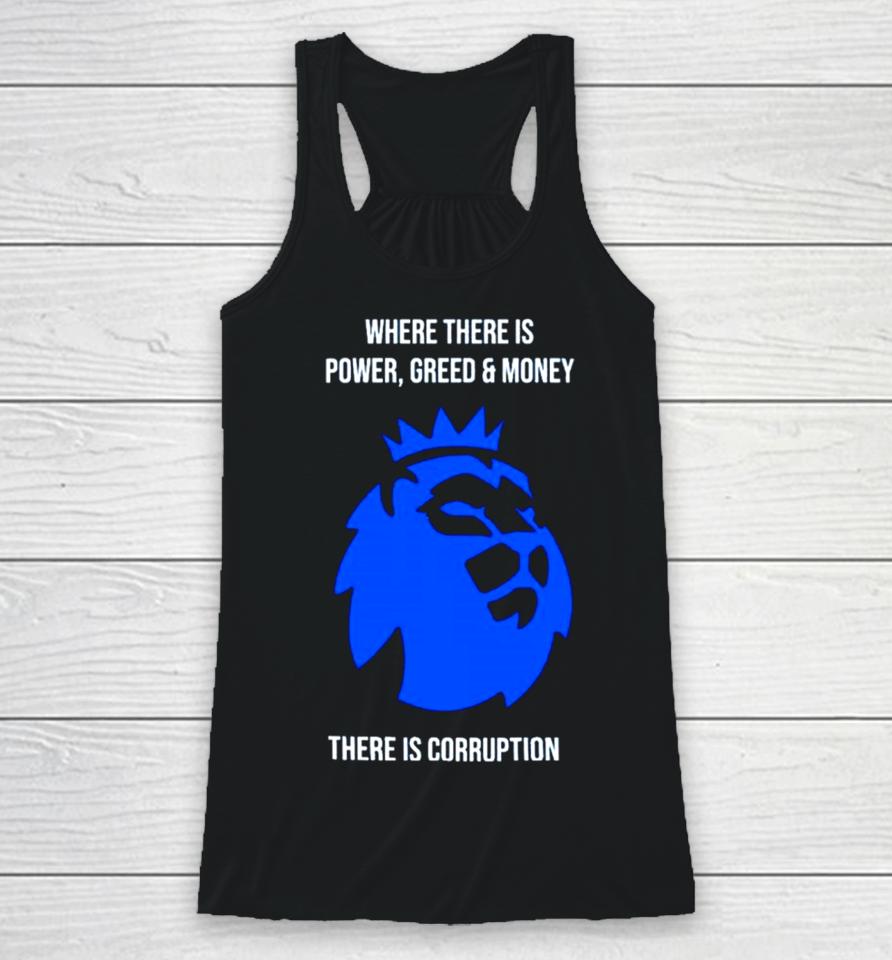 Where There Is Power Greed And Money There Is Corruption Racerback Tank