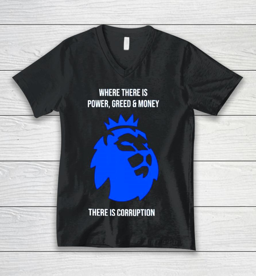 Where There Is Power Greed And Money There Is Corruption Unisex V-Neck T-Shirt