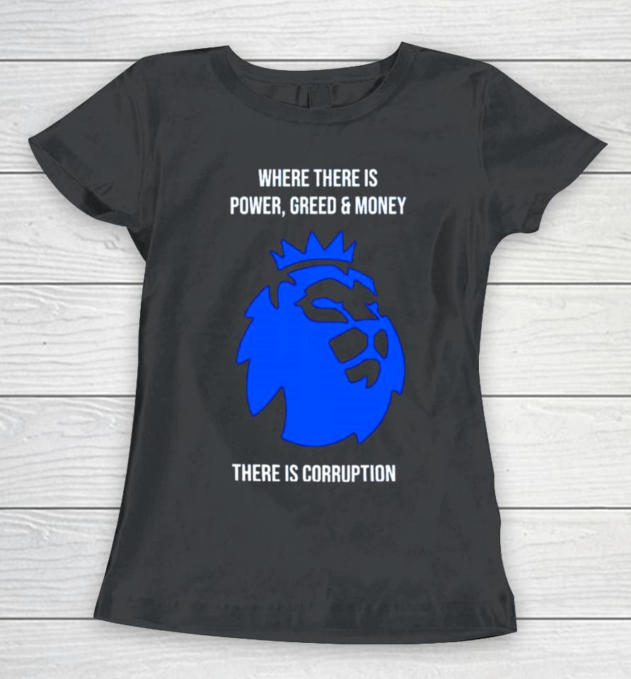 Where There Is Power Greed And Money There Is Corruption Women T-Shirt