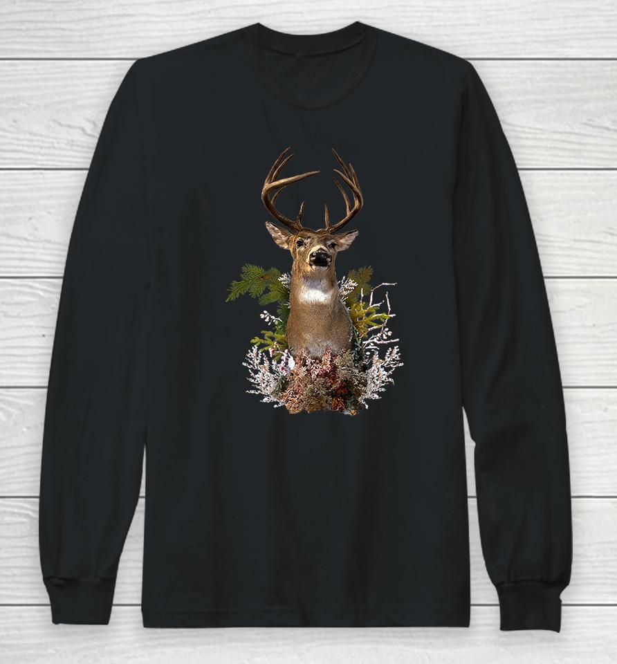 White Tail Deer Buck Antler Mounted Head 10 Pointer Hunter Premium Long Sleeve T-Shirt