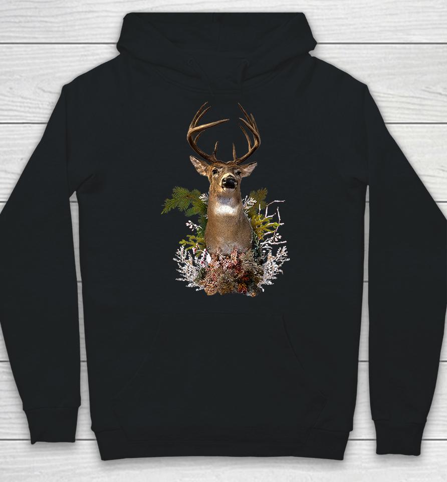 White Tail Deer Buck Antler Mounted Head 10 Pointer Hunter Premium Hoodie