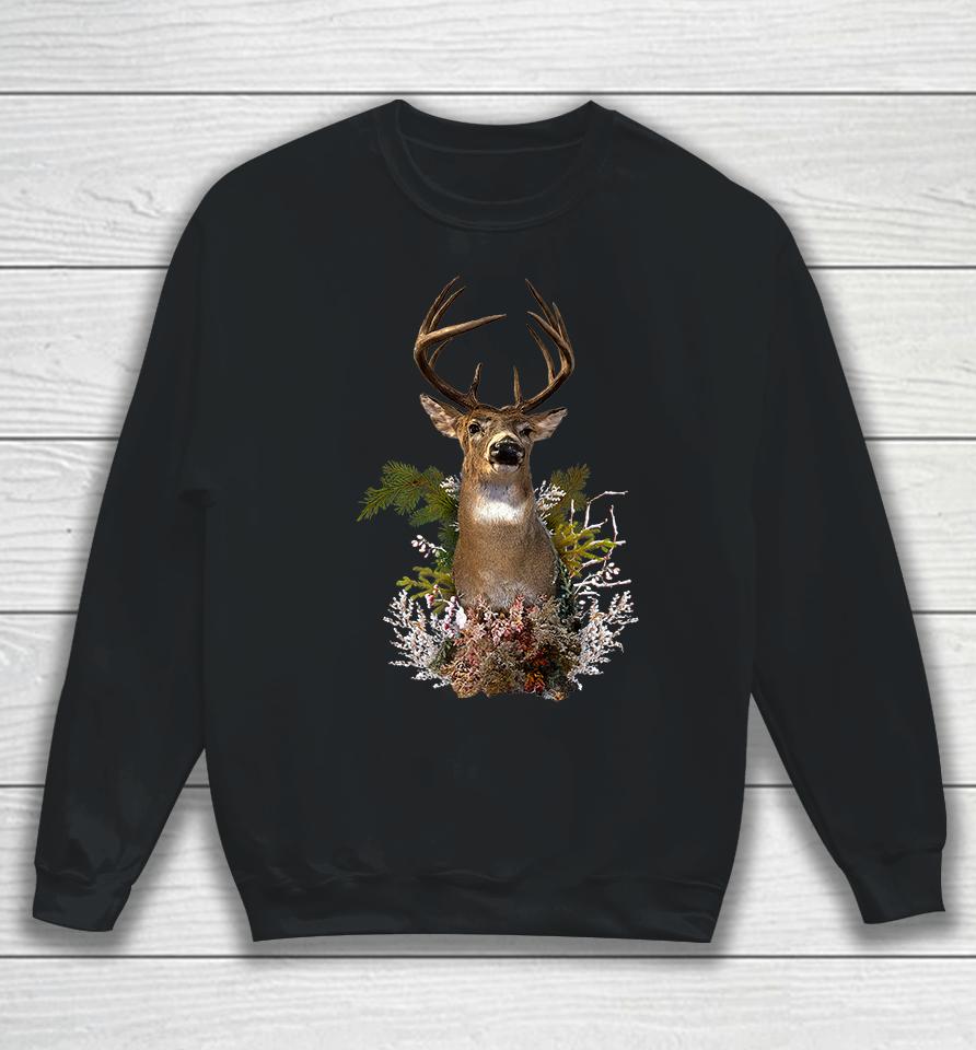 White Tail Deer Buck Antler Mounted Head 10 Pointer Hunter Premium Sweatshirt