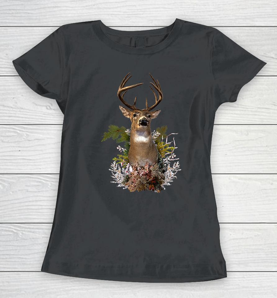 White Tail Deer Buck Antler Mounted Head 10 Pointer Hunter Premium Women T-Shirt