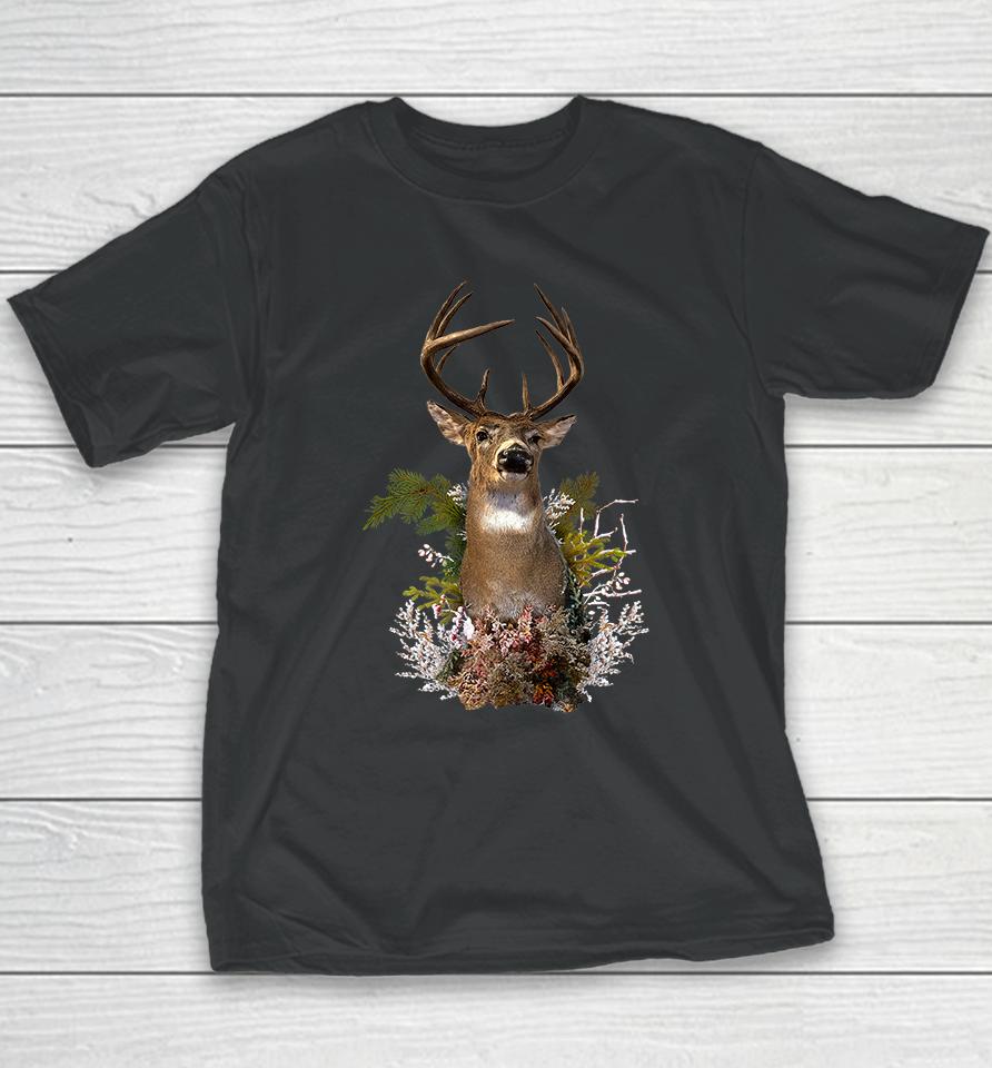 White Tail Deer Buck Antler Mounted Head 10 Pointer Hunter Premium Youth T-Shirt