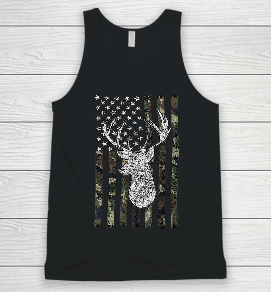 Whitetail Buck Deer Hunting American Camouflage Flag Unisex Tank Top