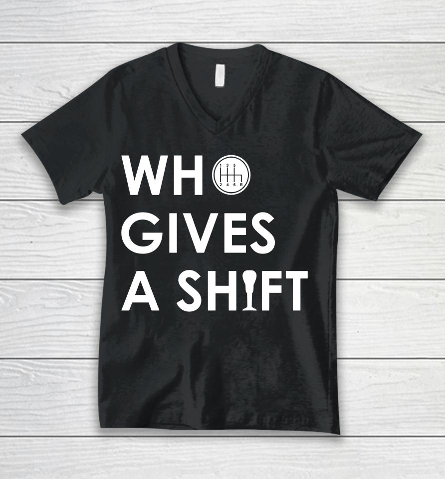 Who Gives A Shift Unisex V-Neck T-Shirt