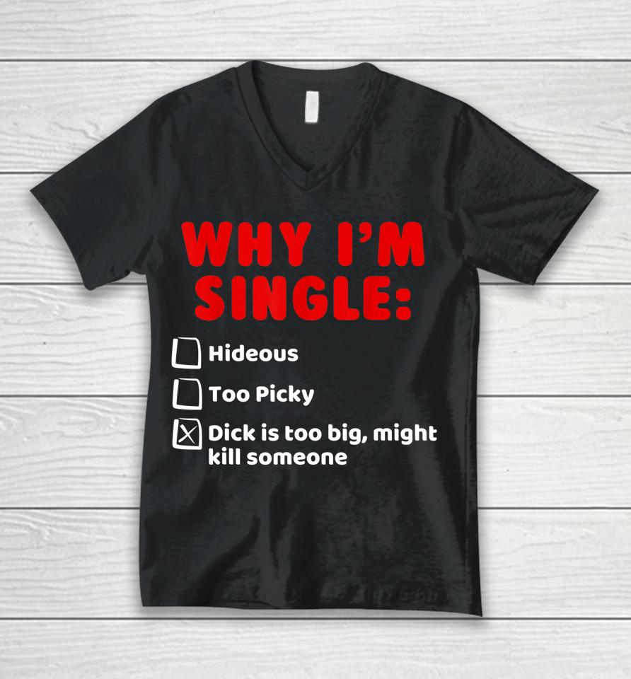 Why I'm Single Hideous Too Picky Dick Is Too Big Unisex V-Neck T-Shirt