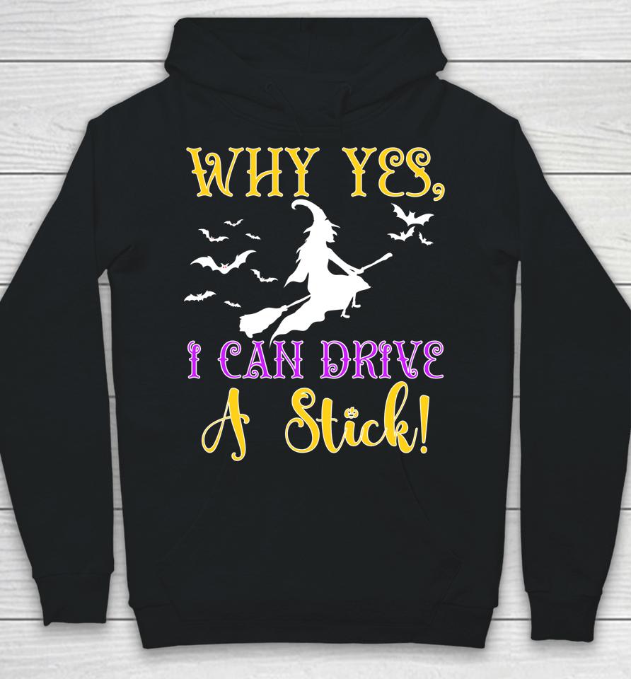 Why Yes Actually I Can Drive A Stick Halloween Witch Quote Hoodie