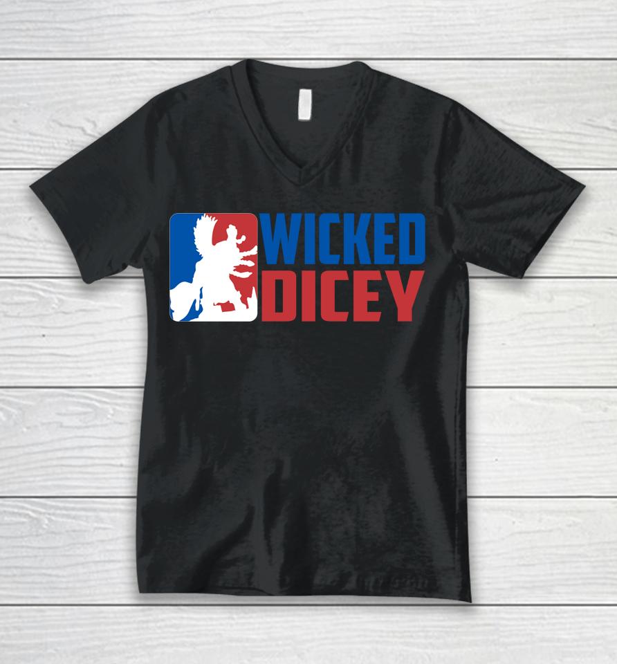 Wicked Dicey Baseball Logo Style Unisex V-Neck T-Shirt
