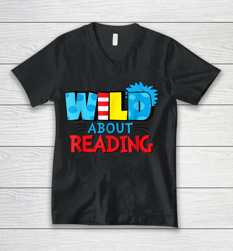 Wild About Reading Dr Teacher Unisex V-Neck T-Shirt