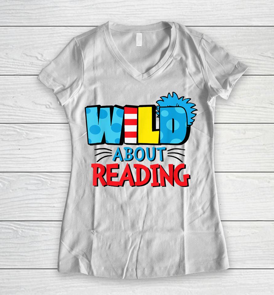 Wild About Reading Women V-Neck T-Shirt
