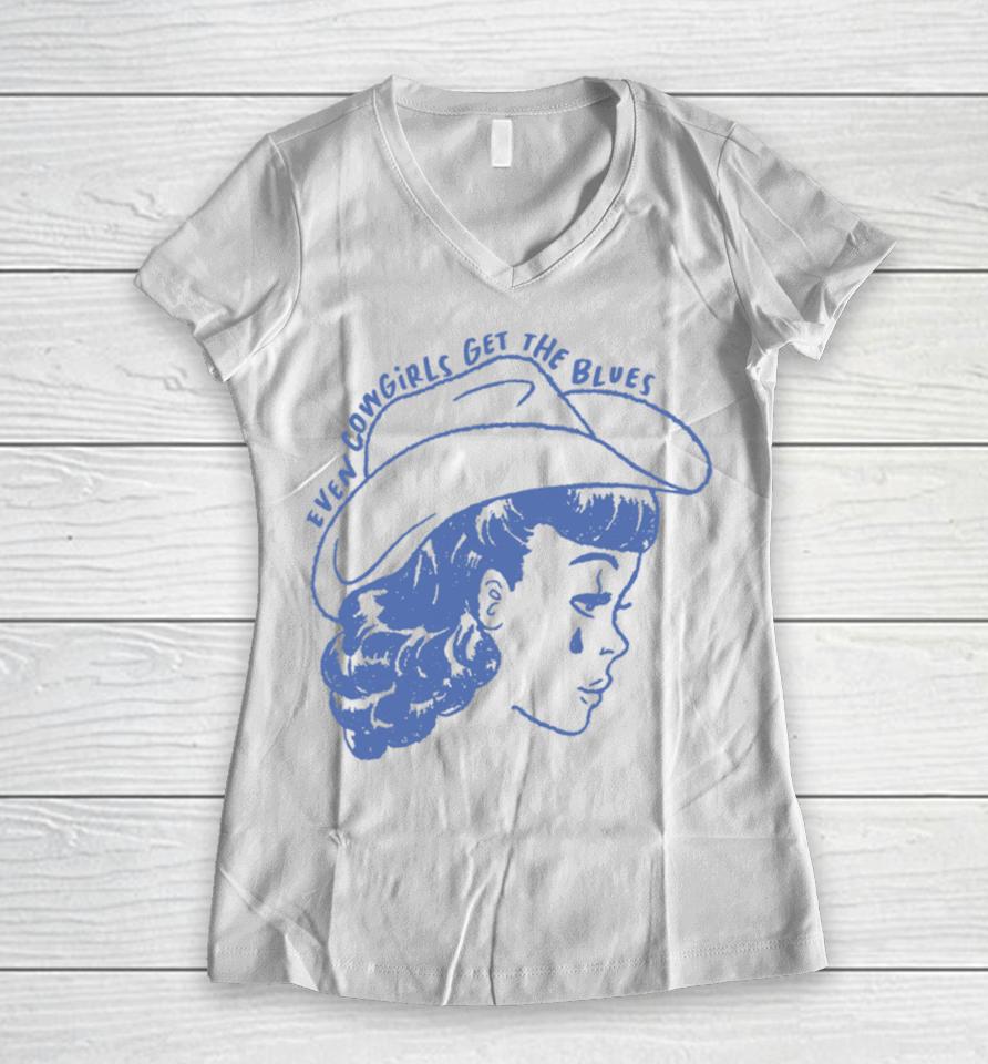 Wildkind Prints Even Cowgirls Get The Blues Women V-Neck T-Shirt