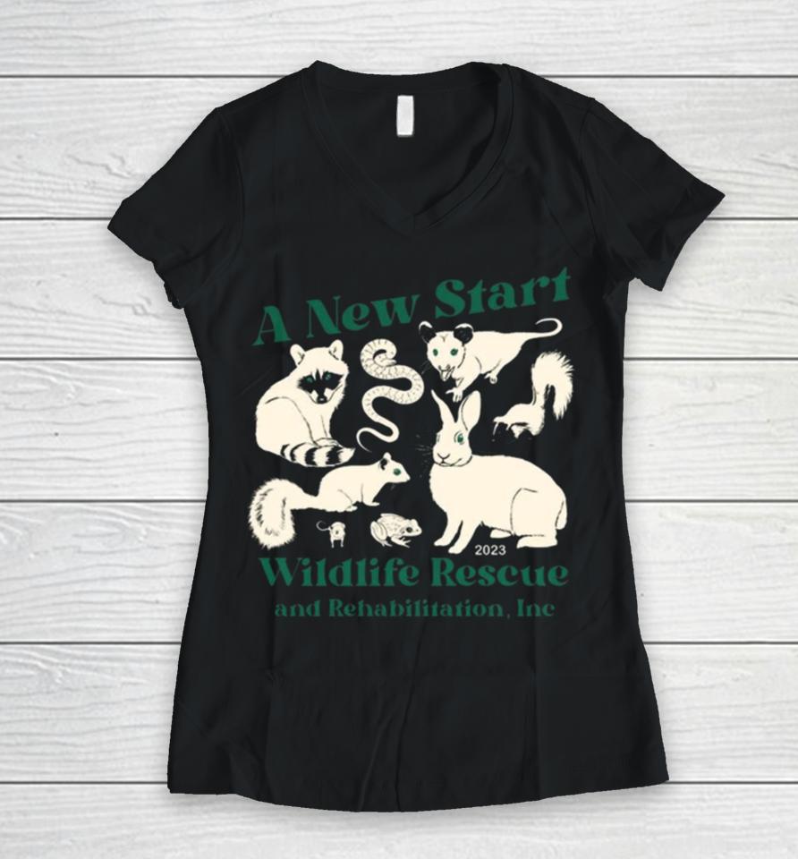 Wildlife Rescue Critters By A New Start Wildlife Rescue &Amp; Rehabilitation Women V-Neck T-Shirt
