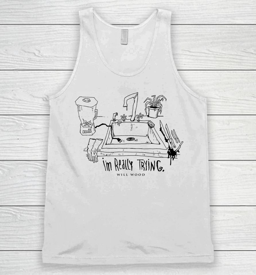 Will Wood Against The Kitchen Floor I'm Really Trying Unisex Tank Top