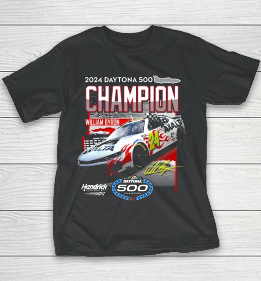 William Byron #24 2024 Daytona 500 Champion Winner 1 Spot Signature Youth T-Shirt
