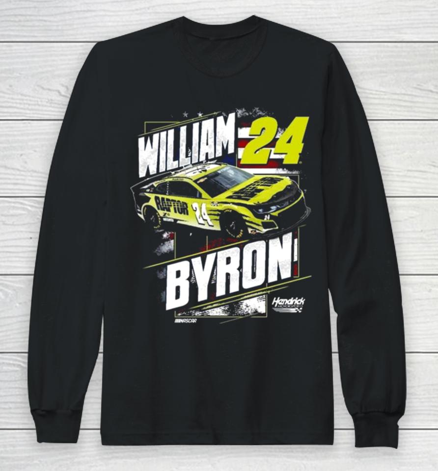 William Byron Hendrick Motorsports Team Collection Navy Raptor Patriotic 2024 Long Sleeve T-Shirt