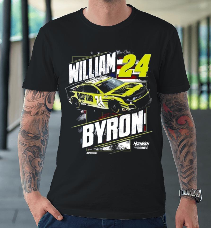 William Byron Hendrick Motorsports Team Collection Navy Raptor Patriotic 2024 Premium T-Shirt