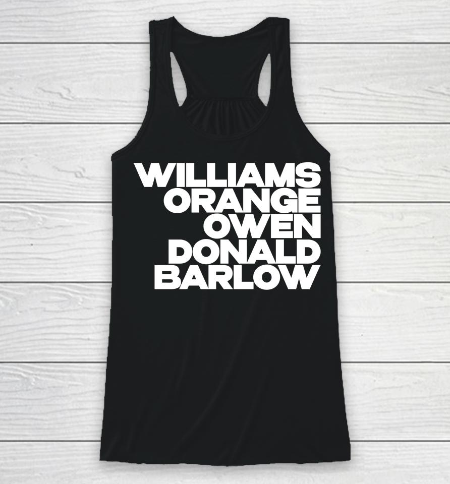 Williams Orange Owen Donald Barlow Racerback Tank