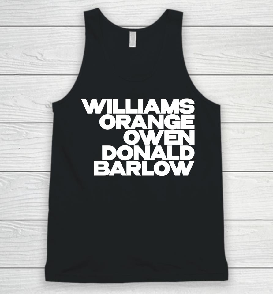Williams Orange Owen Donald Barlow Unisex Tank Top