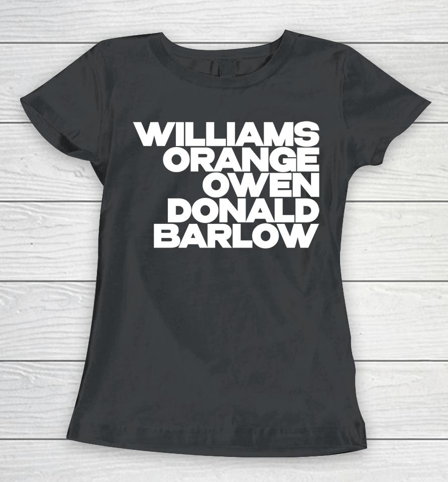 Williams Orange Owen Donald Barlow Women T-Shirt