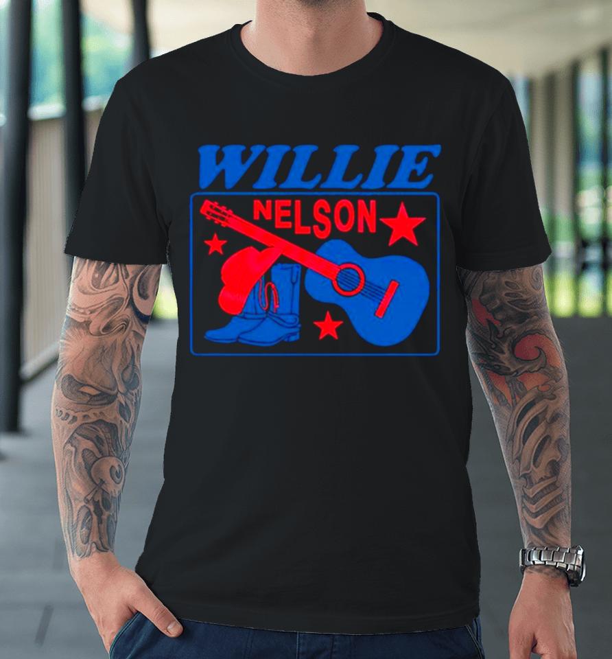 Willie Nelson Guitar Cowboy Boots Premium T-Shirt