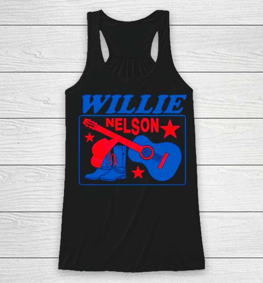 Willie Nelson Guitar Cowboy Boots Racerback Tank