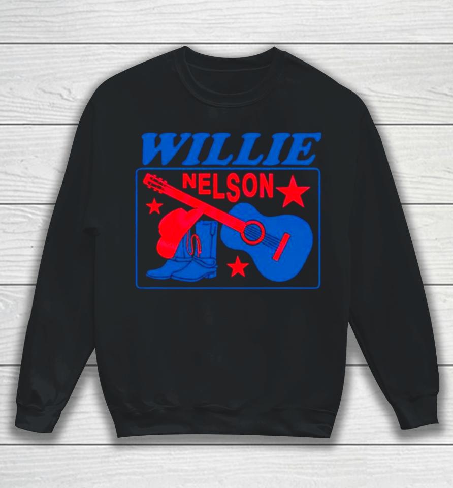 Willie Nelson Guitar Cowboy Boots Sweatshirt
