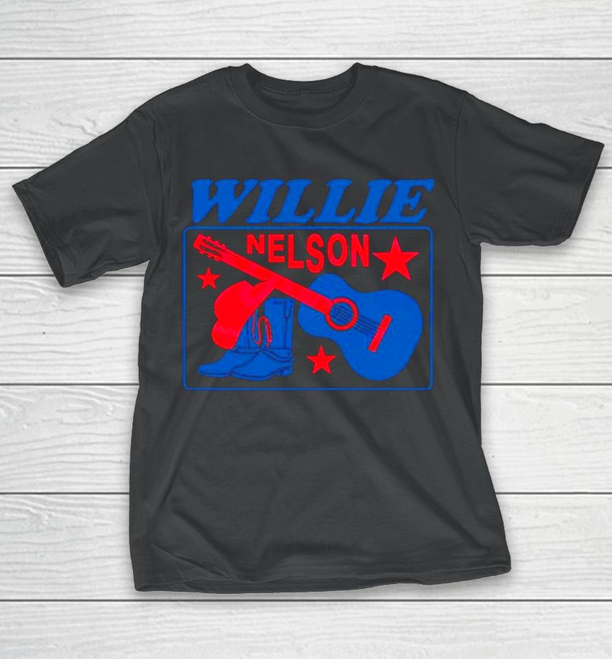 Willie Nelson Guitar Cowboy Boots T-Shirt