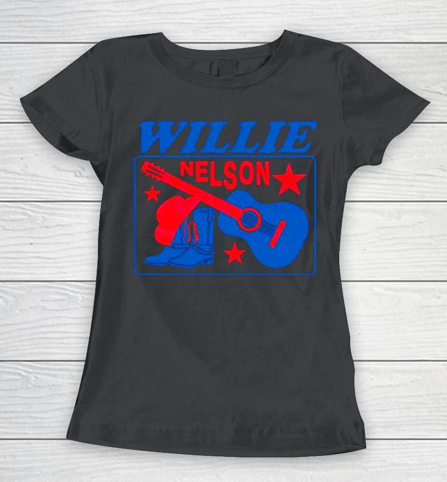 Willie Nelson Guitar Cowboy Boots Women T-Shirt