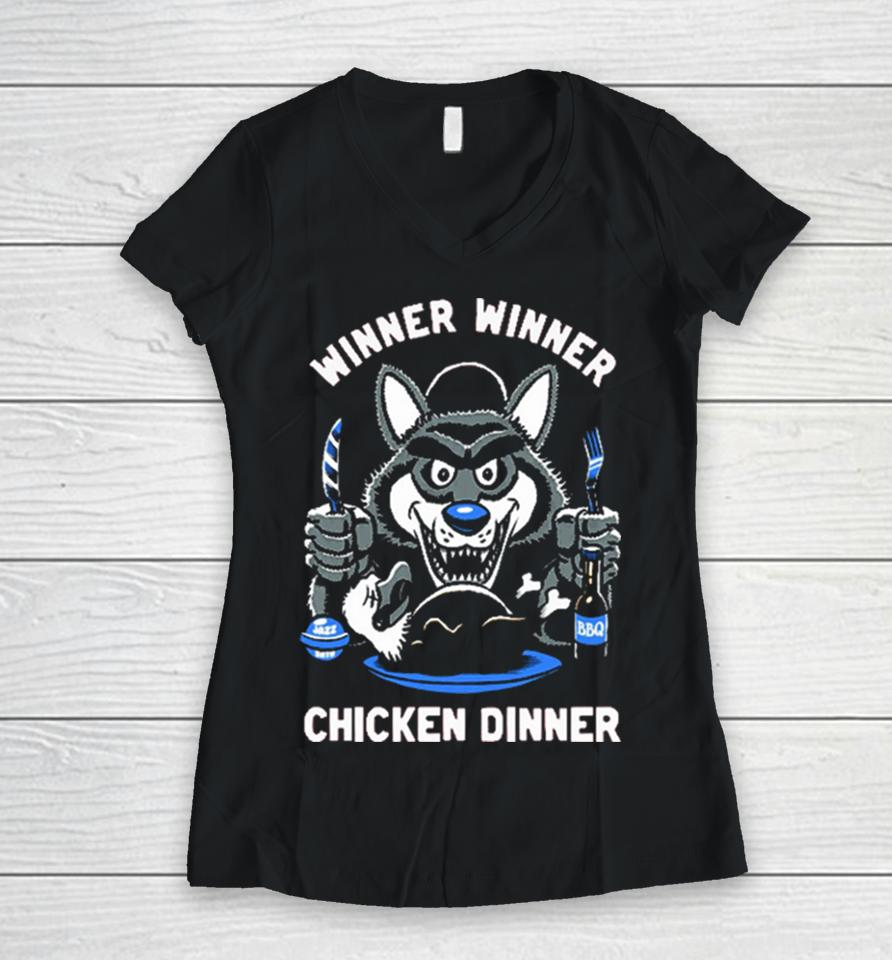 Winner Winner Chicken Dinner Kc Vs Philly Chiefs Patrick Mahomes Inspired Women V-Neck T-Shirt