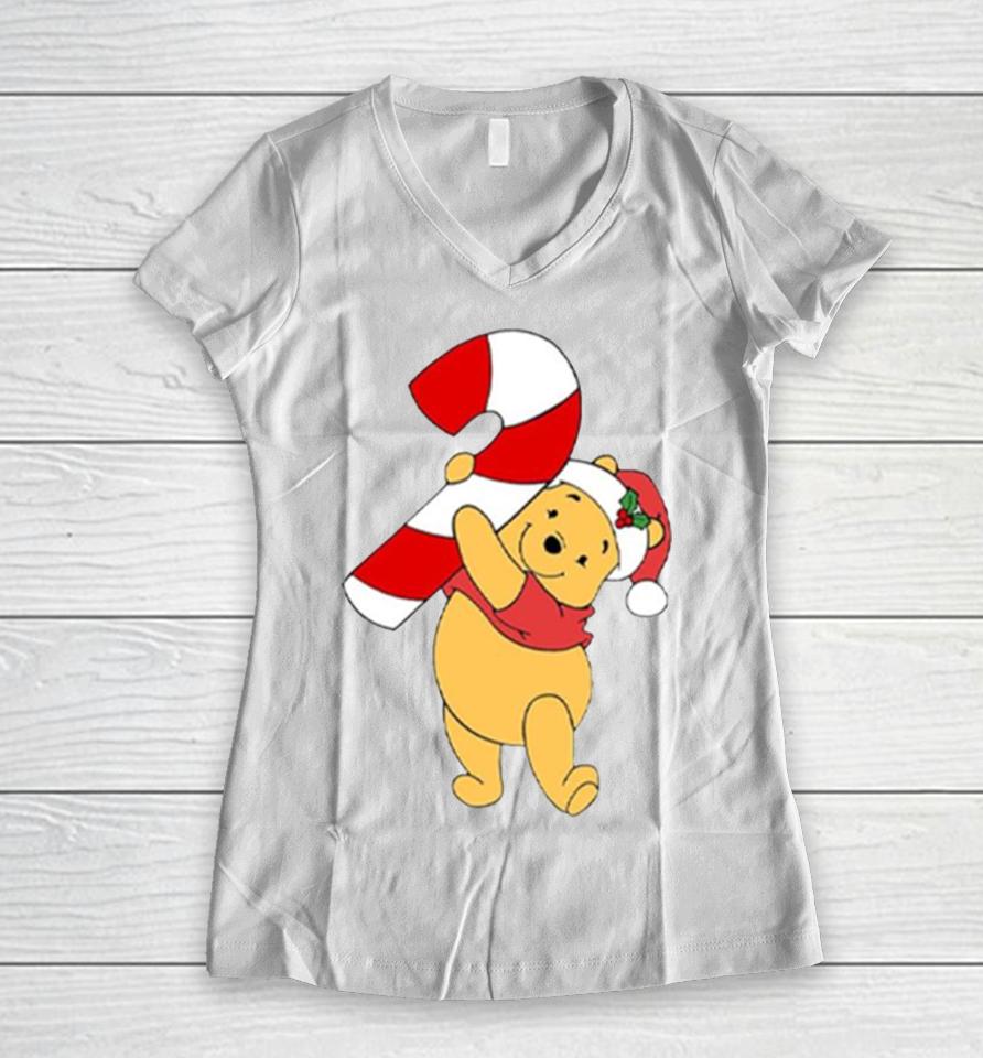 Winnie The Pooh Christmas Women V-Neck T-Shirt