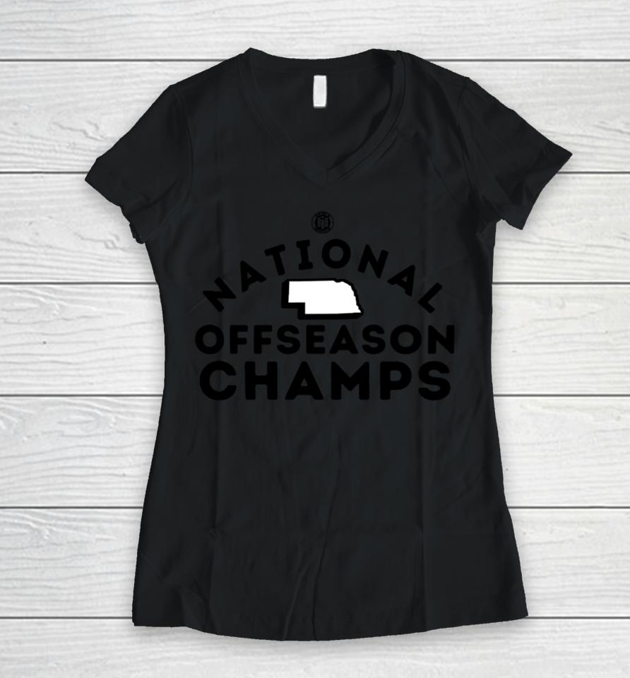 Wintheoffseason Nebraska National Offseason Champs New Women V-Neck T-Shirt