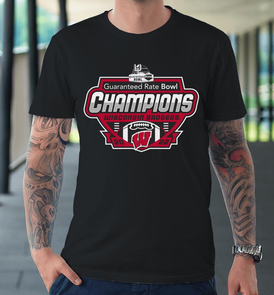 Wisconsin Badgers Guaranteed Rate Bowl Champions Shield 2022 Premium T-Shirt