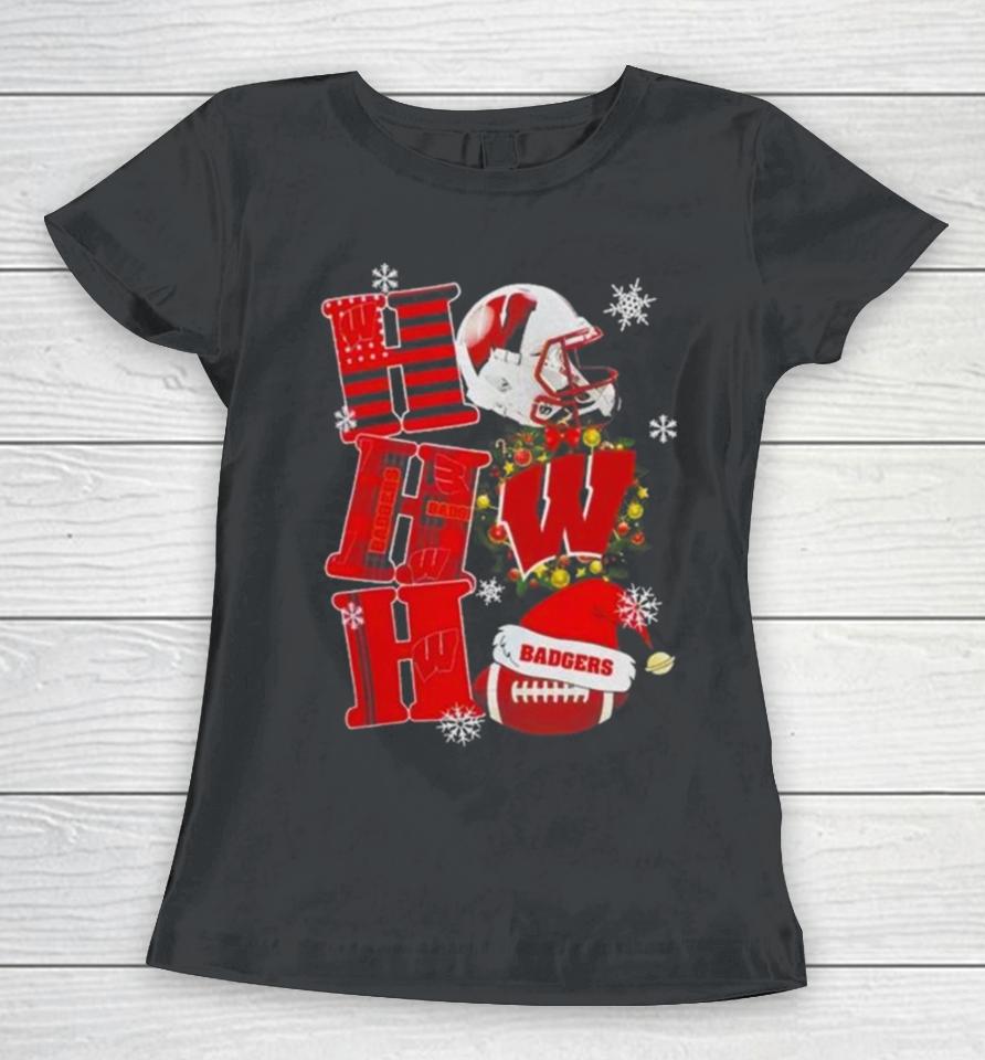 Wisconsin Badgers Ncaa Ho Ho Ho Christmas Women T-Shirt