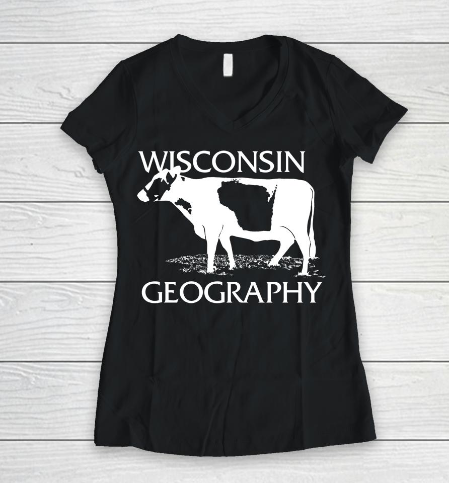 Wisconsin Geography Women V-Neck T-Shirt