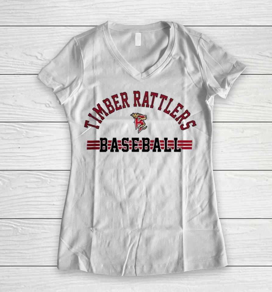 Wisconsin Timber Rattlers Baseball Logo Women V-Neck T-Shirt