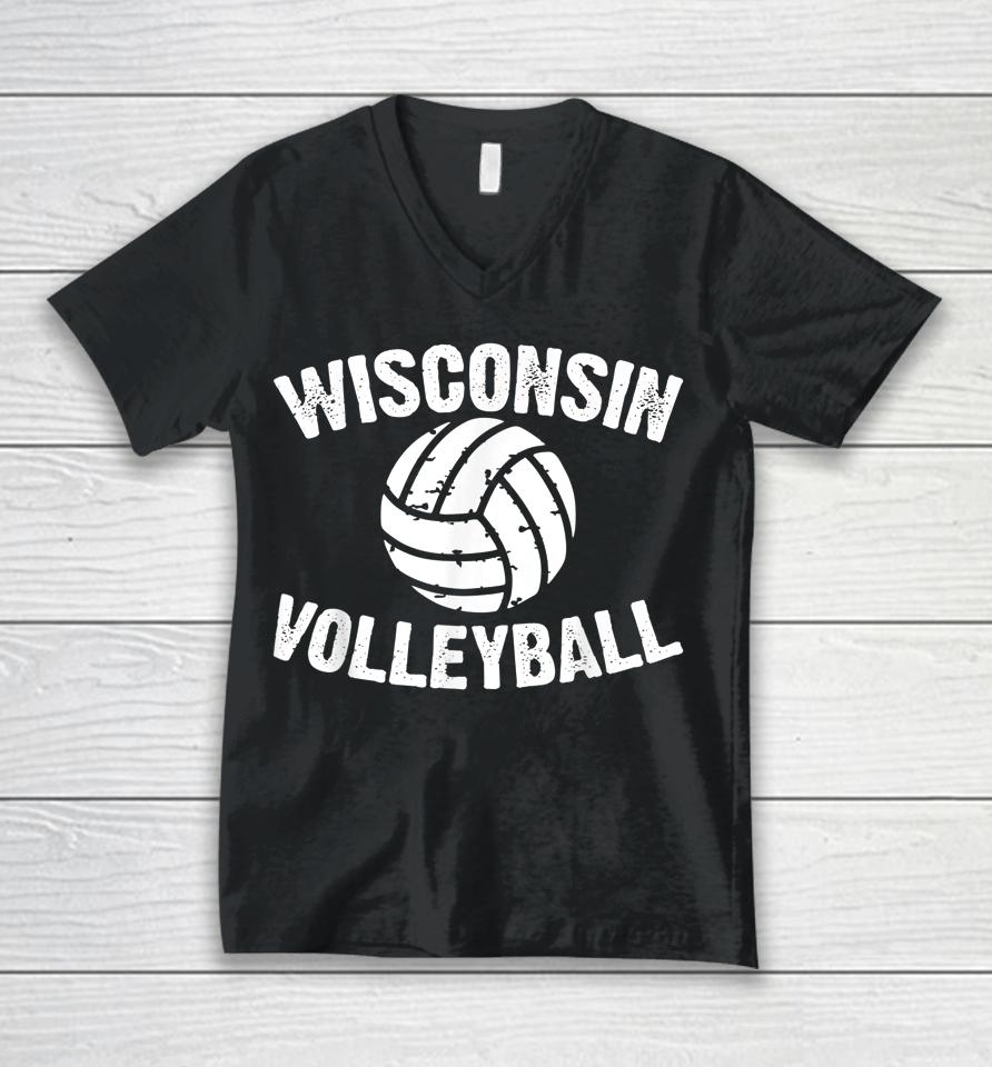 Wisconsin Volleyball Unisex V-Neck T-Shirt