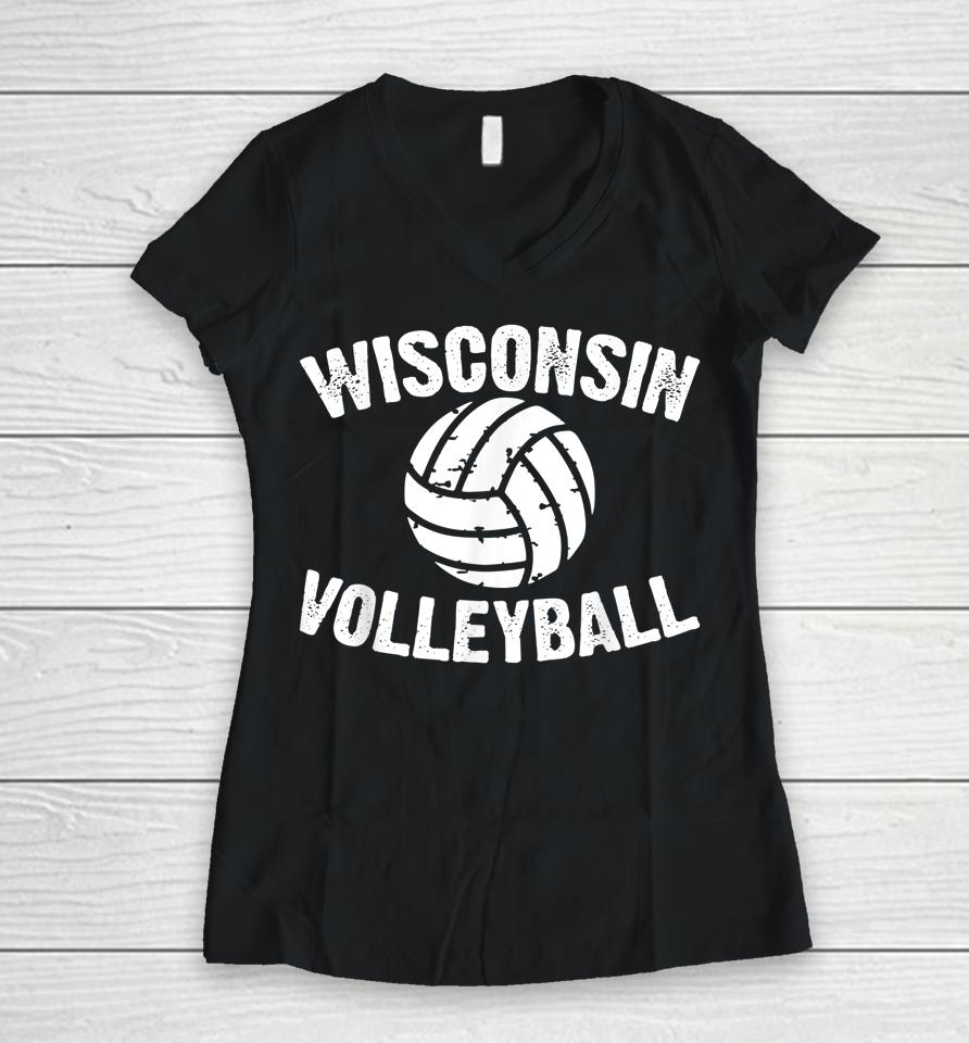 Wisconsin Volleyball Women V-Neck T-Shirt