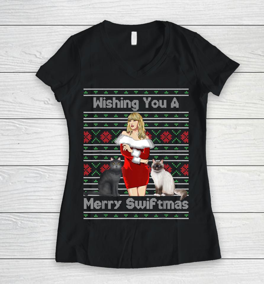 Wishing You A Merry Swiftmas Women V-Neck T-Shirt