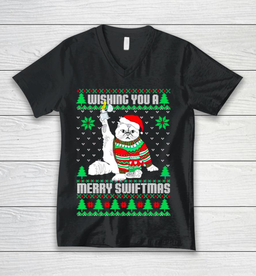 Wishing You A Merry Swiftmas Ugly Christmas Unisex V-Neck T-Shirt