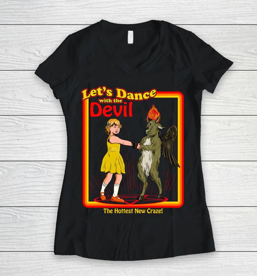 Witchcraft Let's Dance With The Devil Baphomet Satanic Funny Women V-Neck T-Shirt