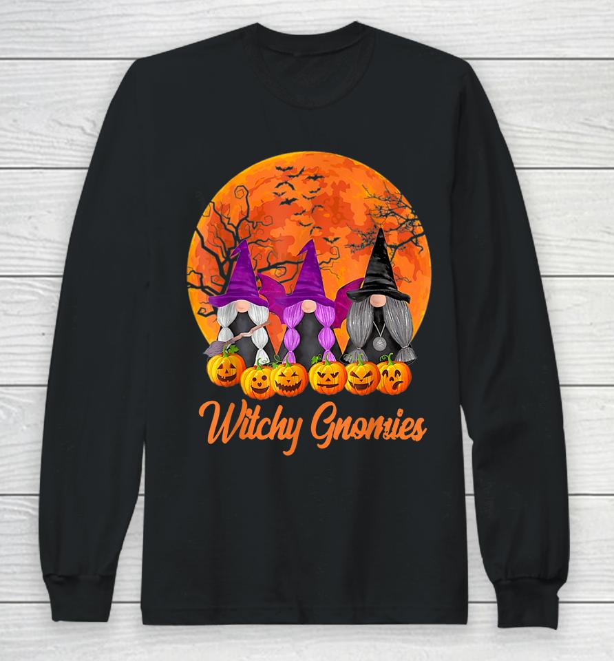 Witchy Gnomies Halloween Gnomes Pumpkin Long Sleeve T-Shirt