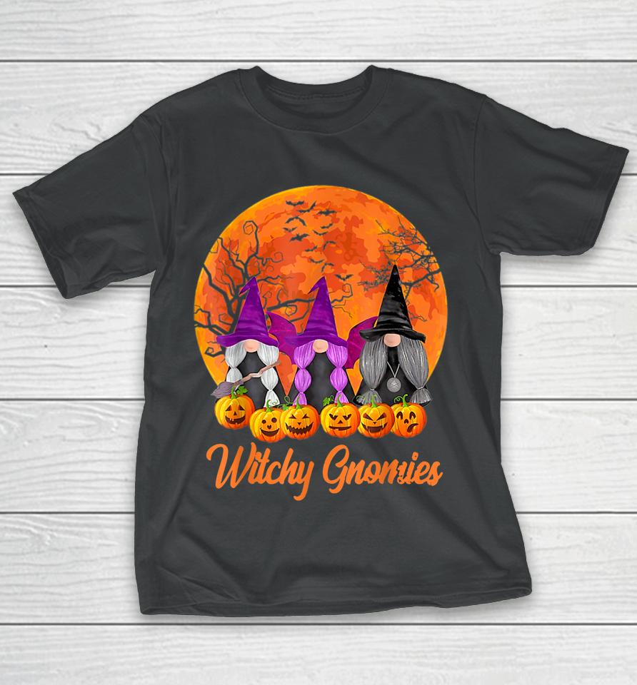 Witchy Gnomies Halloween Gnomes Pumpkin T-Shirt