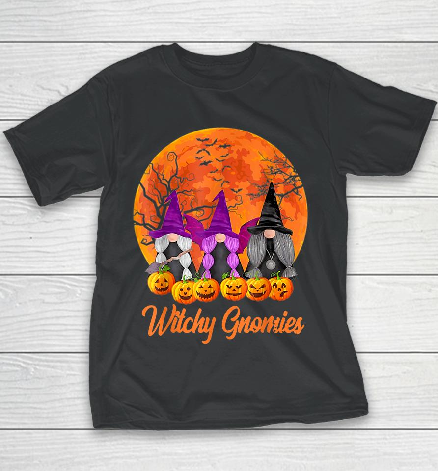 Witchy Gnomies Halloween Gnomes Pumpkin Youth T-Shirt