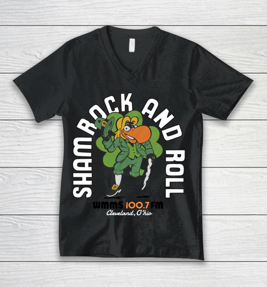Wmms Shamrock And Roll Unisex V-Neck T-Shirt