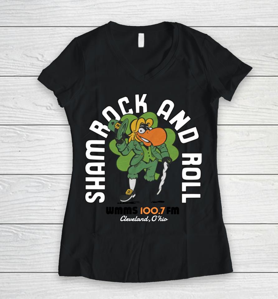 Wmms Shamrock And Roll Women V-Neck T-Shirt