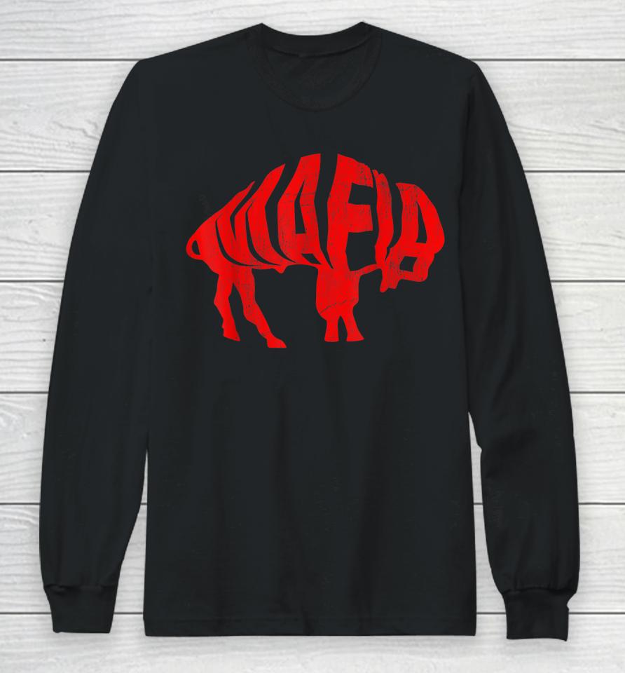 Wny Pride Faded Red Buffalo Long Sleeve T-Shirt