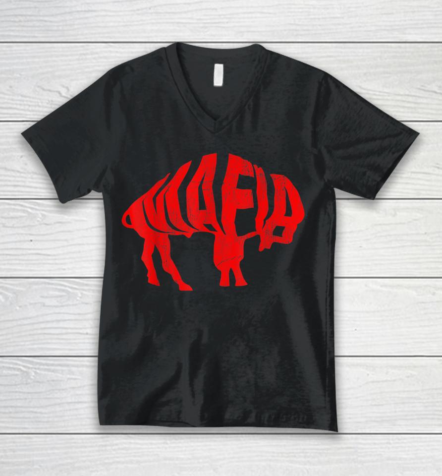 Wny Pride Faded Red Buffalo Unisex V-Neck T-Shirt