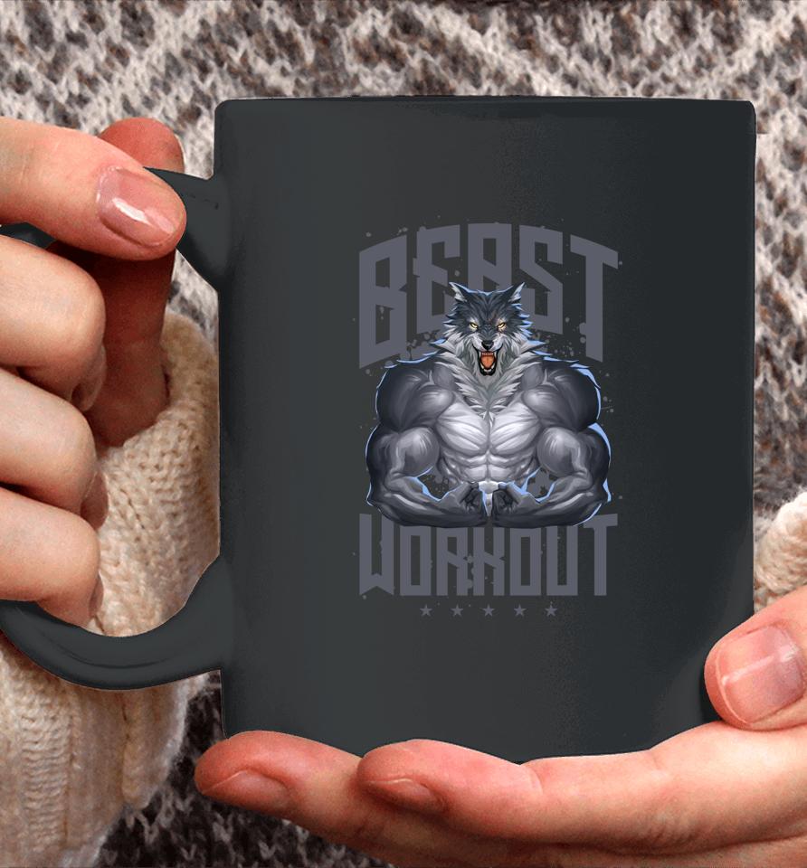 Wolf Workout Beast Gym Fitness Bodybuilding Muscles Coffee Mug